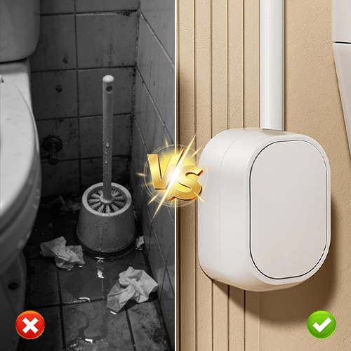 Hands-Free Disposable Toilet Cleaning System with Refill Brush Heads