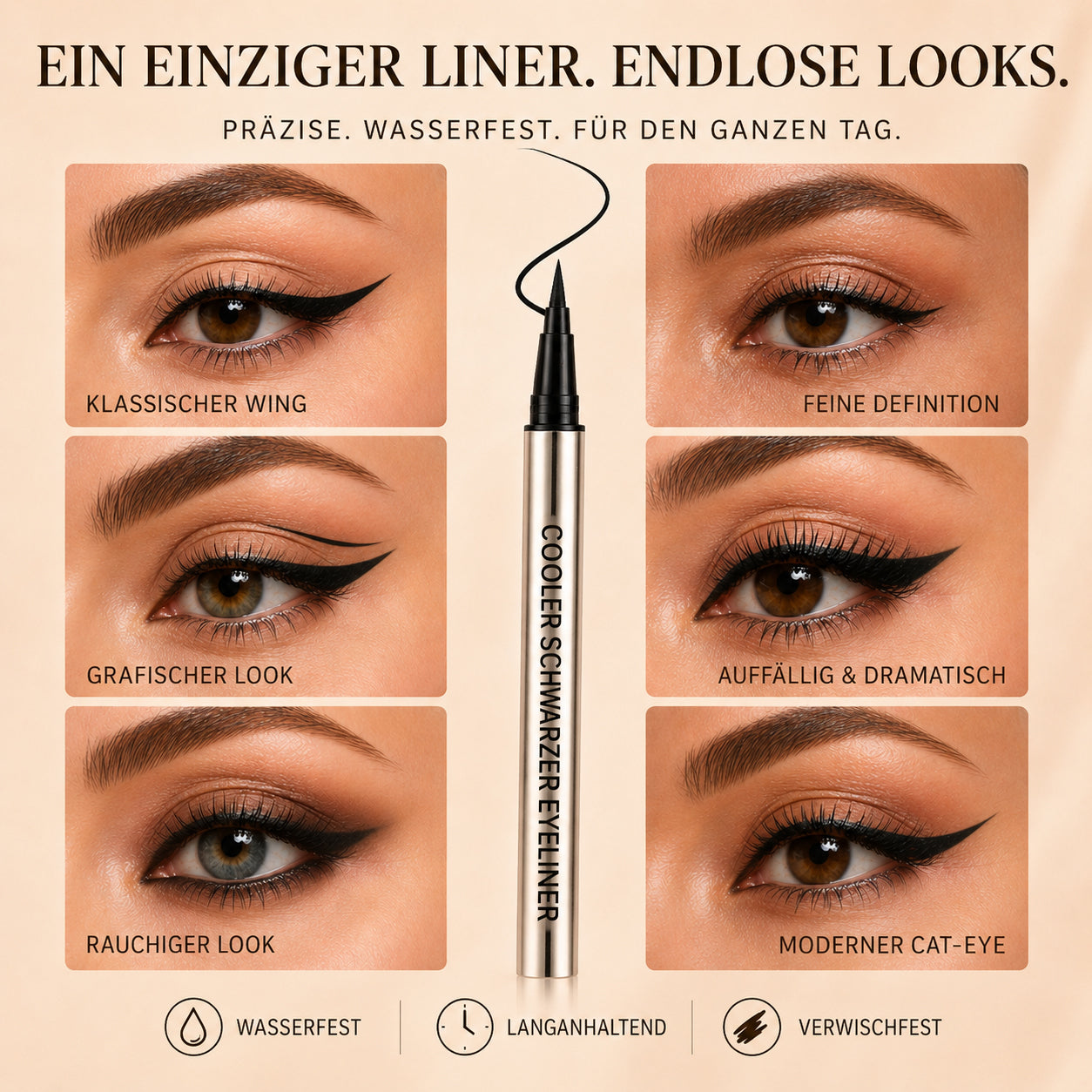 Wasserfester Eyeliner. Der hält.