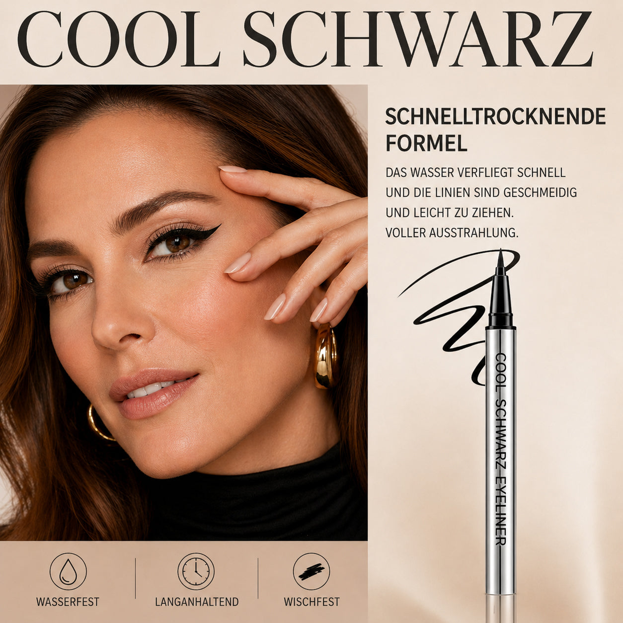 Wasserfester Eyeliner. Der hält.