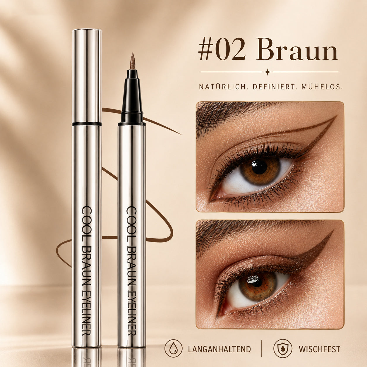Wasserfester Eyeliner. Der hält.