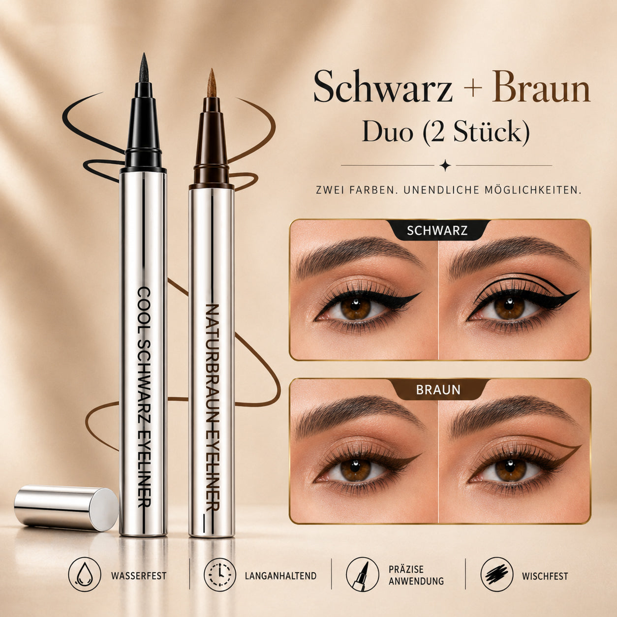 Wasserfester Eyeliner. Der hält.